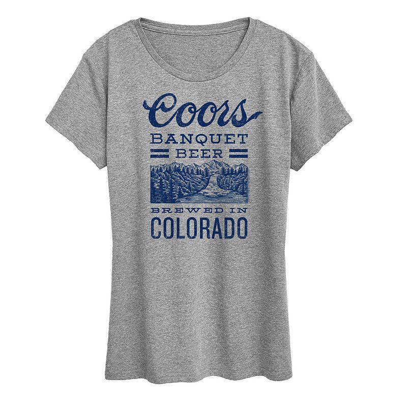 Womens Coors Banquet Beer Colorado Graphic Tee Grey Gray Product Image