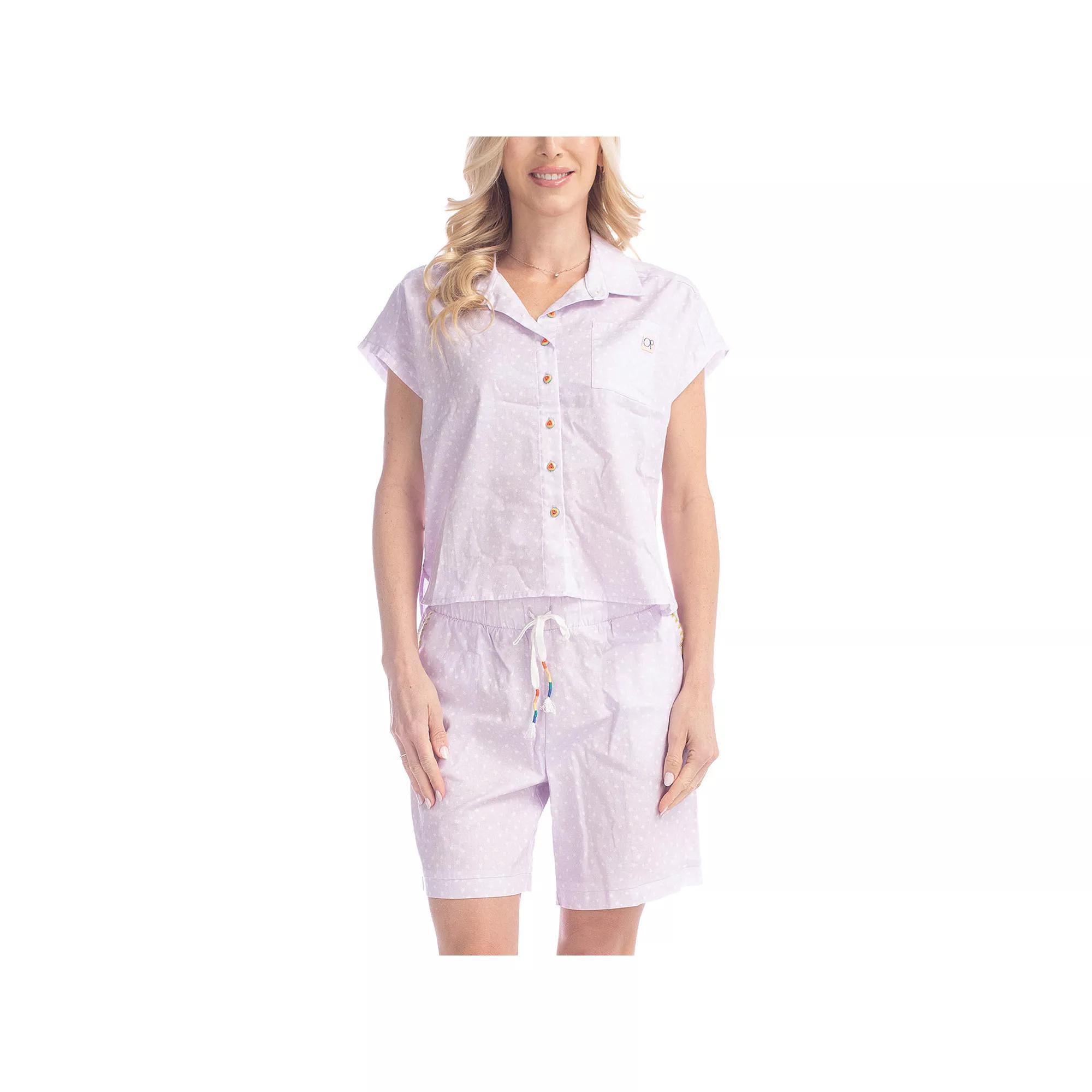 Women's Ocean Pacific® Field of Dreams Pajama Top & Pajama Shorts Set, Size: Small, Mini Star Product Image