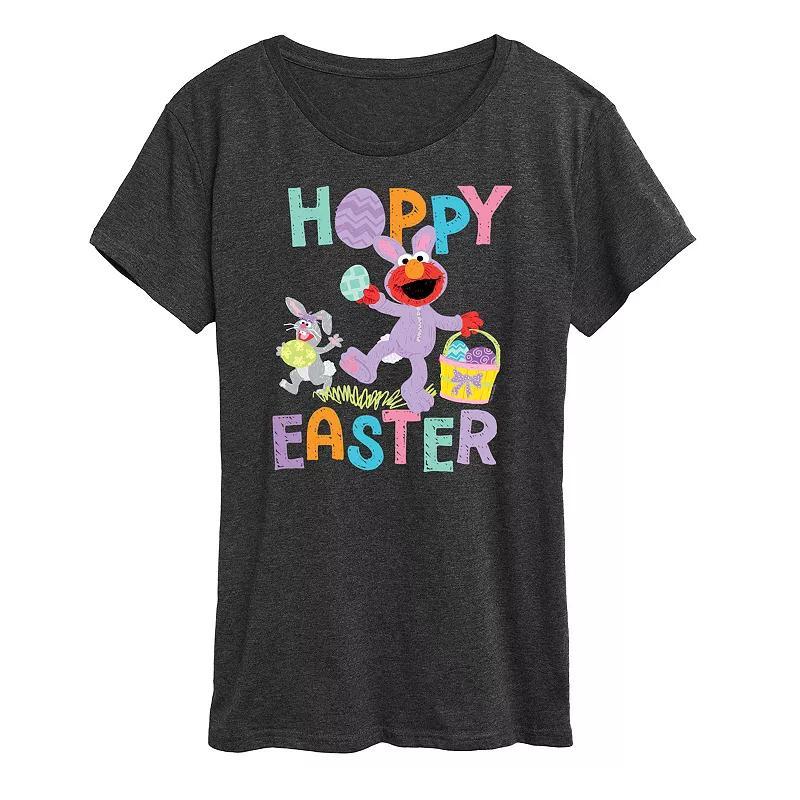 Women's Sesame Street Elmo Hoppy Easter Graphic Tee, Size: Large, Grey Blue Product Image
