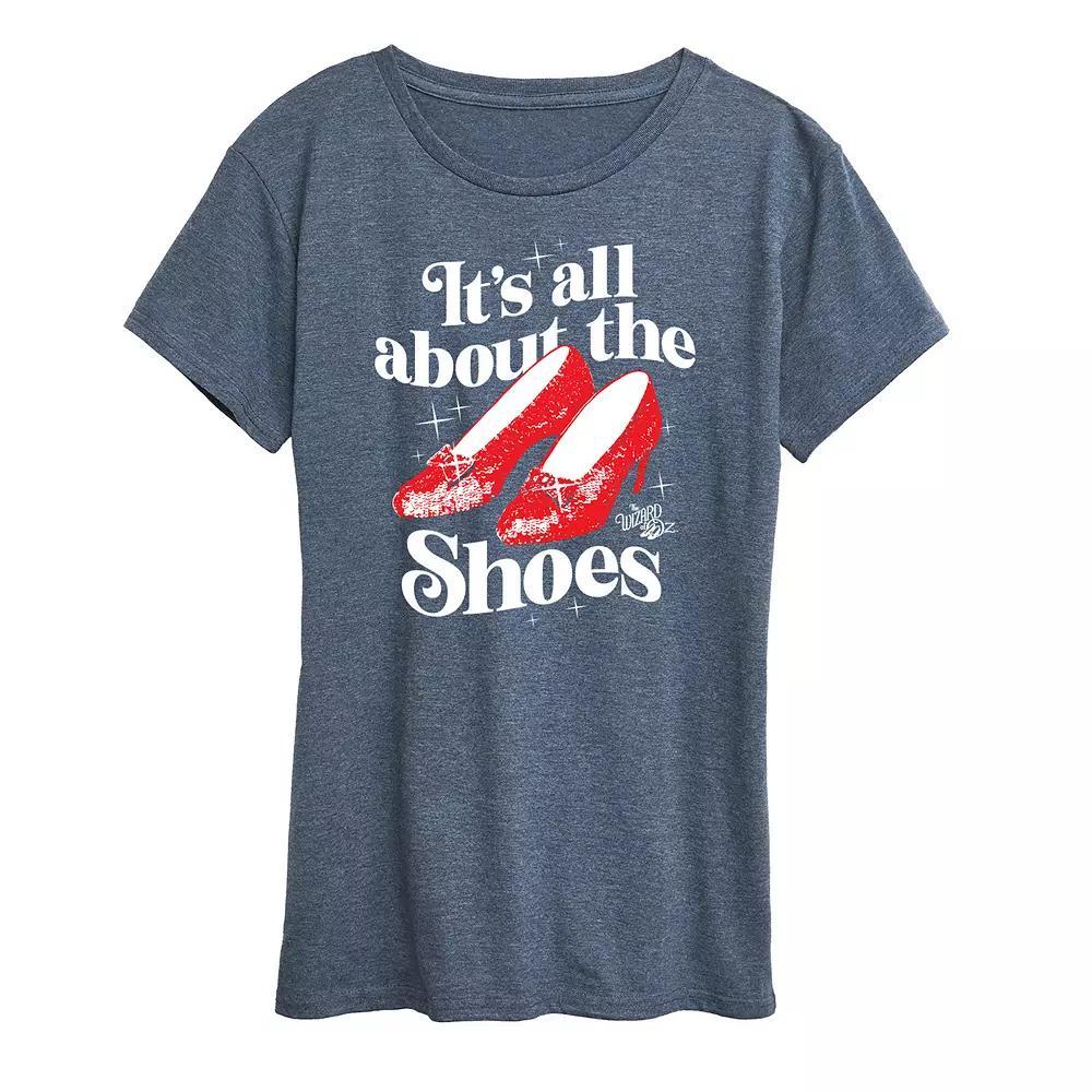 Women's Wizard Of Oz Shoes Graphic Tee, Size: Large, Grey Blue Product Image