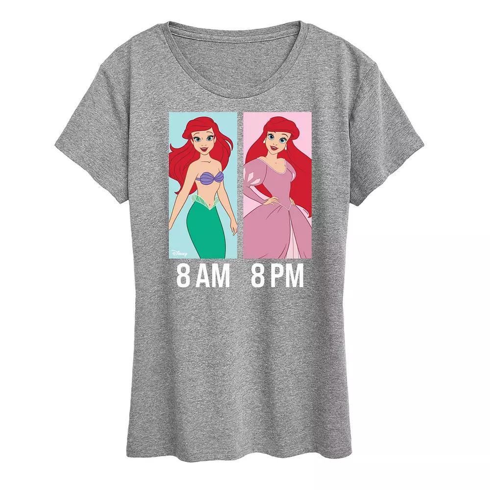 Disney Princess Ariel Womens AM to PM Graphic Tee Grey Royal Blue Product Image
