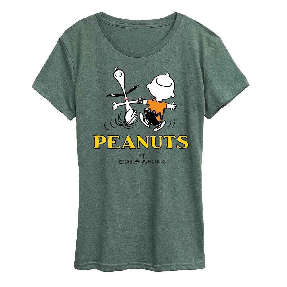 Women's Peanuts Charlie Snoopy Logo Graphic Tee, Girl's, Size: Small, Grey Green Product Image