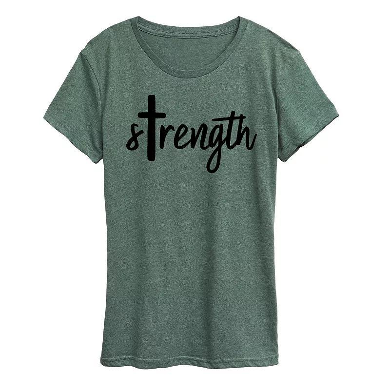Womens Strength Cross Graphic Tee Grey Green Product Image