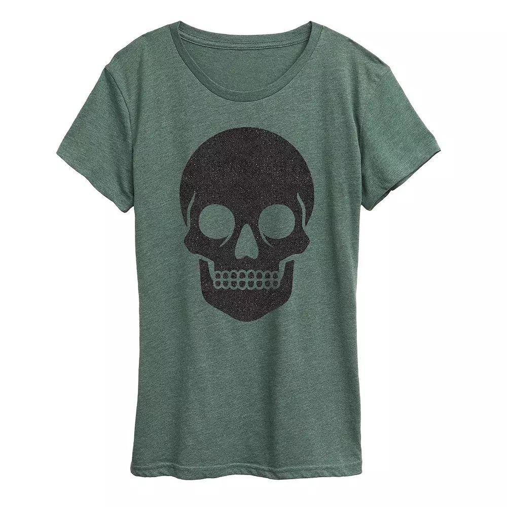 Women's Skull Sparkle Halloween Tee, Girl's, Size: Small, Grey Wine Product Image