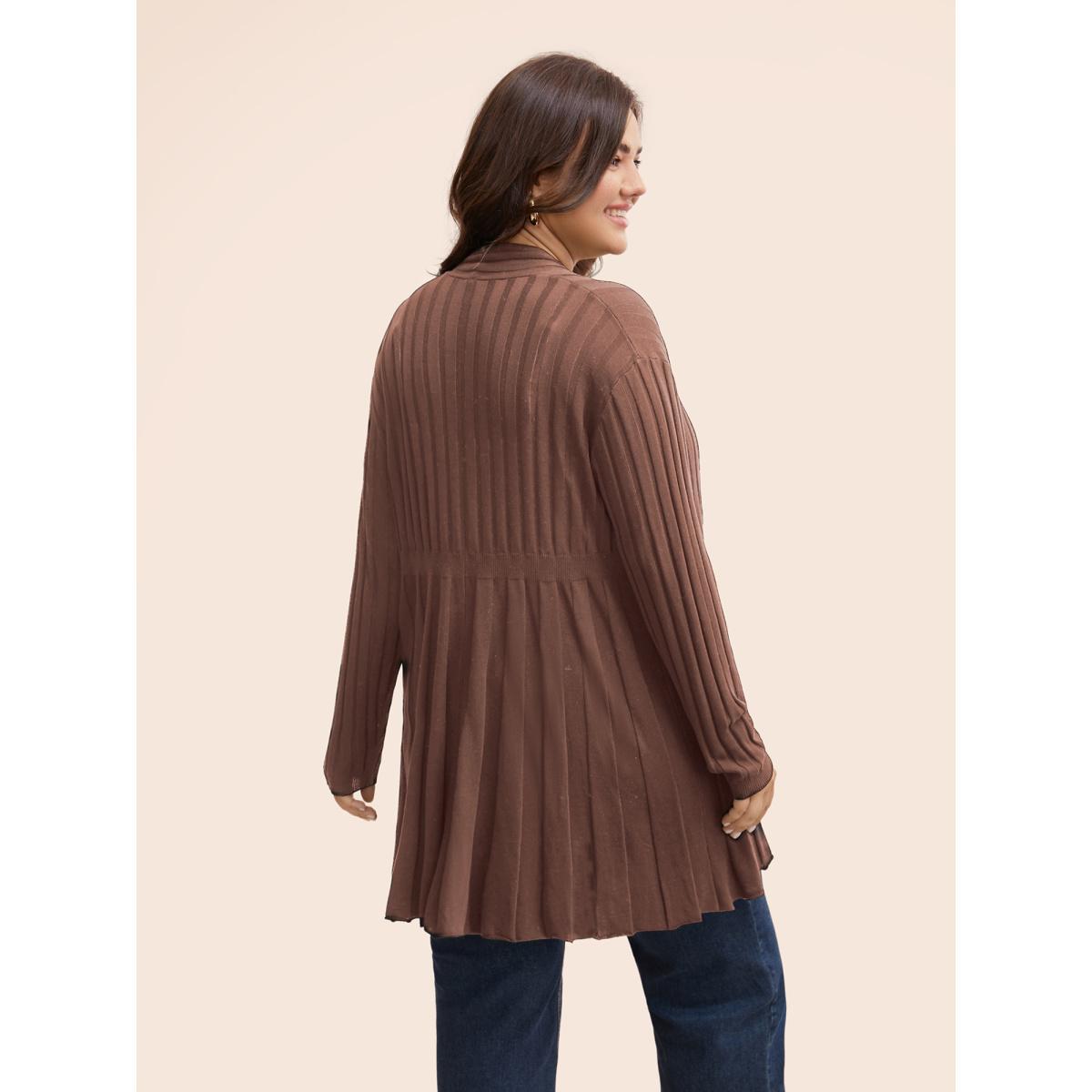 Plus Size Plain Textured Kimono Collar Cardigan DimGray Women Casual Loose Long Sleeve Everyday Cardigans BloomChic 26/4X Product Image