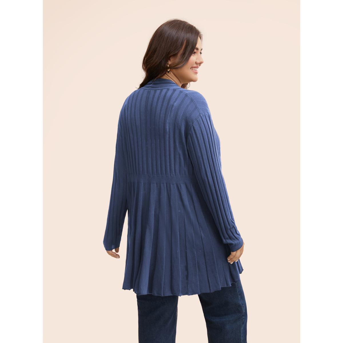 Plus Size Plain Textured Kimono Collar Cardigan Aegean Women Casual Loose Long Sleeve Everyday Cardigans BloomChic 14-16/1X Product Image
