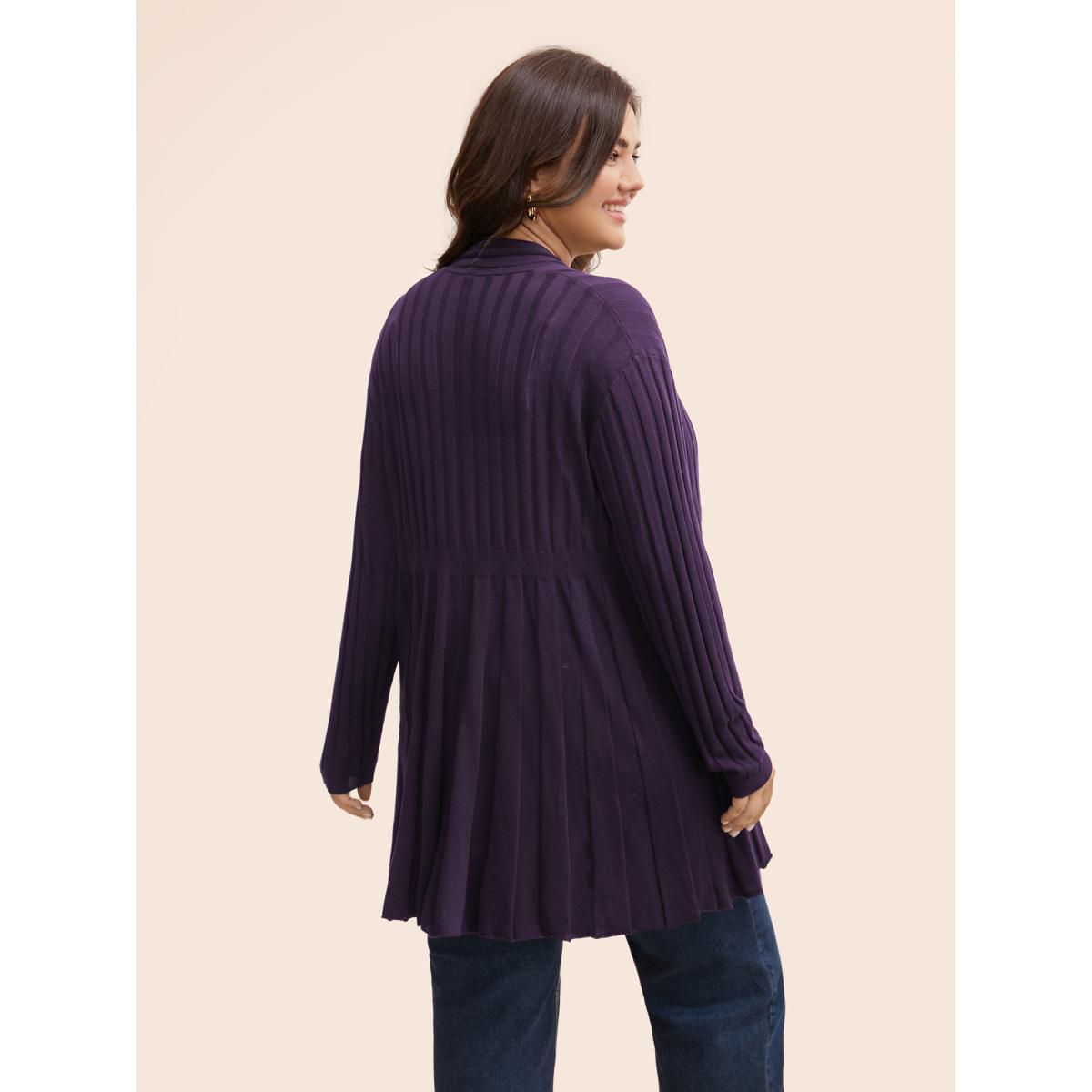 Plus Size Plain Textured Kimono Collar Cardigan Midnight Women Casual Loose Long Sleeve Everyday Cardigans BloomChic 18-20/2X Product Image
