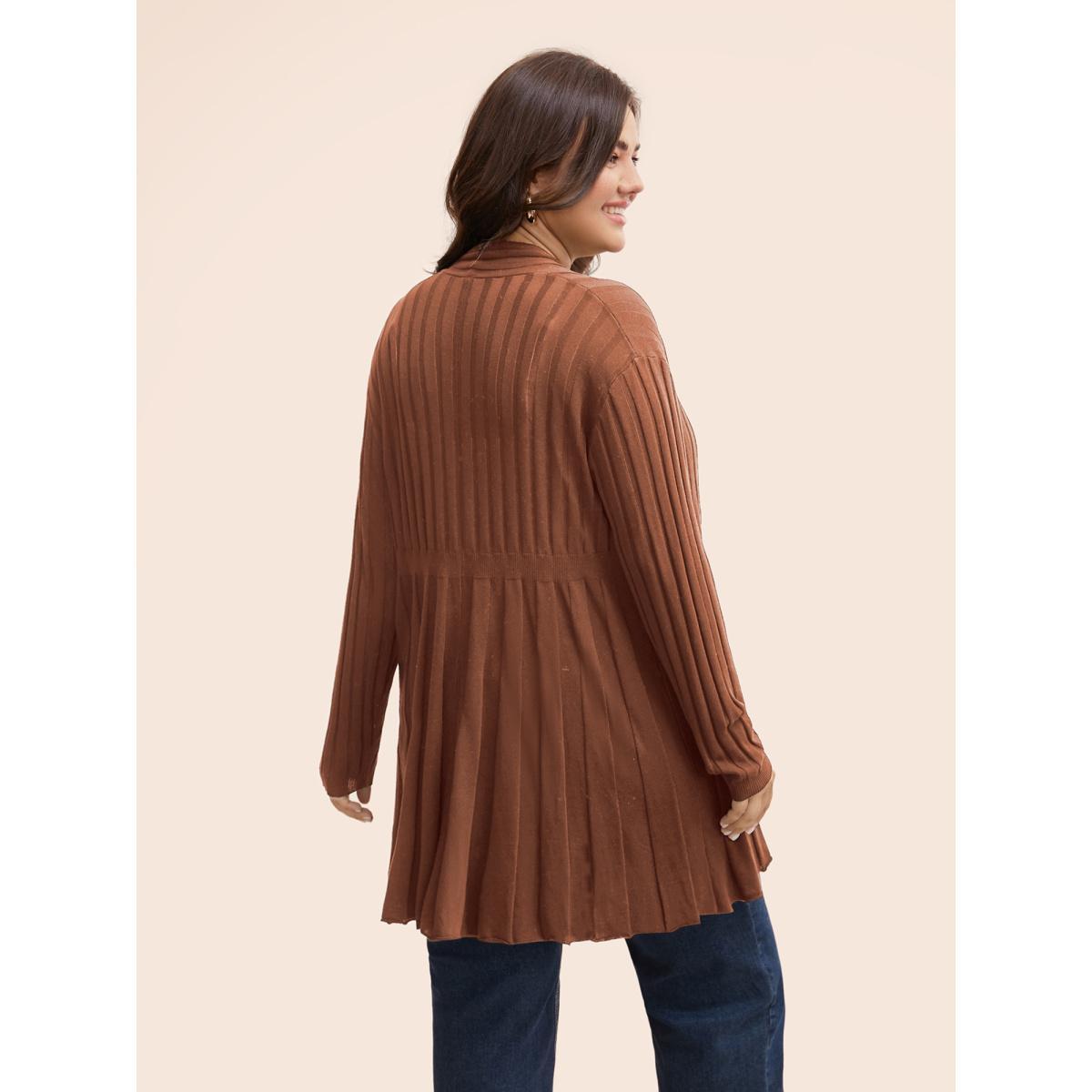 Plus Size Plain Textured Kimono Collar Cardigan DimGray Women Casual Loose Long Sleeve Everyday Cardigans BloomChic 26/4X Product Image