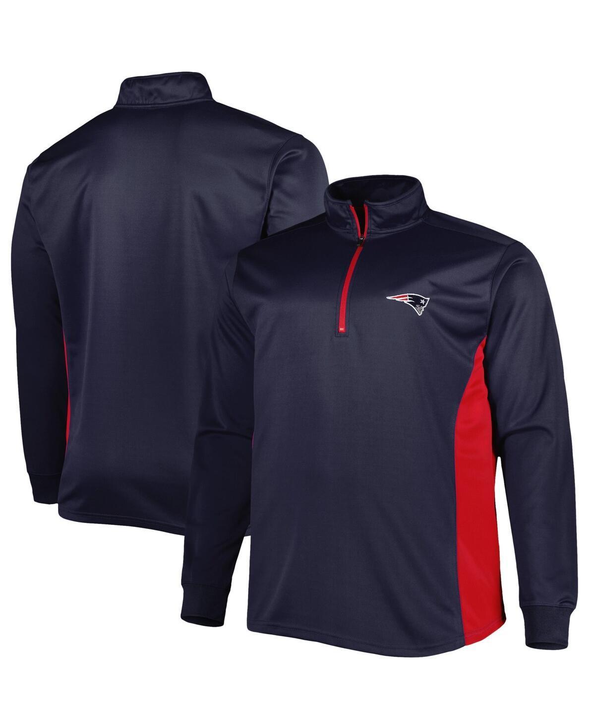 Men's Navy New England Patriots Big & Tall Quarter-Zip Top, Size: 3XLT, Blue Product Image