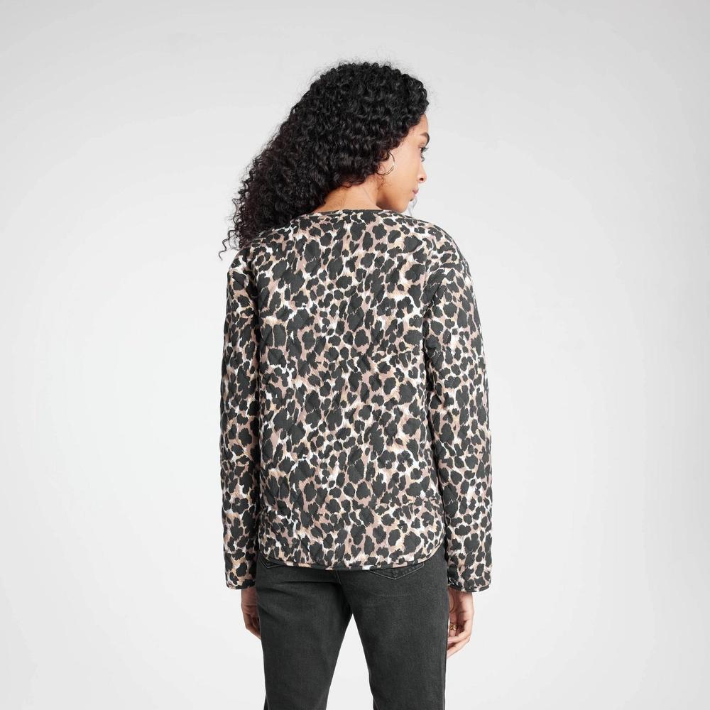 Womens Quilted Jacket - A New Day Brown Leopard Print XS Product Image
