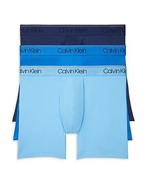 Men's Calvin Klein 3-Pack Microfiber Stretch Boxer Briefs, Size: 2XL, Black Convoy Red Gala Product Image