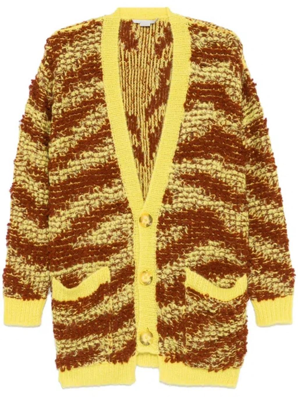 STELLA MCCARTNEY Tiger-pattern Bouclé Cardigan In Yellow Product Image