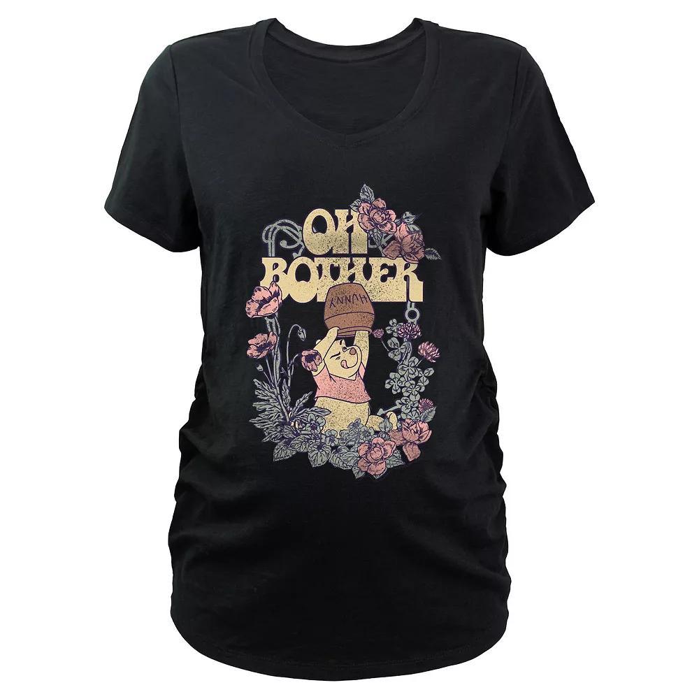 Disney's Winnie The Pooh Oh Bother Honey Pot Flower Frame Maternity Graphic Tee, Women's, Size: XXL-MAT, Black Product Image