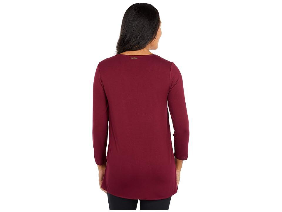 MICHAEL Michael Kors V-Neck Mixed Media (Dark Ruby) Women's Clothing Product Image