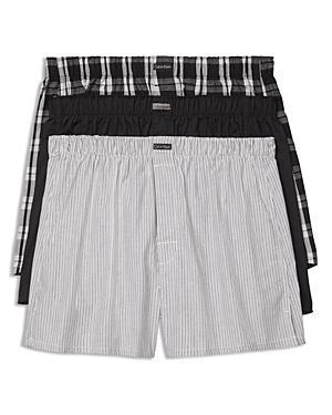 Men's Calvin Klein 3-pack Cotton Classics Woven Boxers, Size: Small, Black Patterned Product Image
