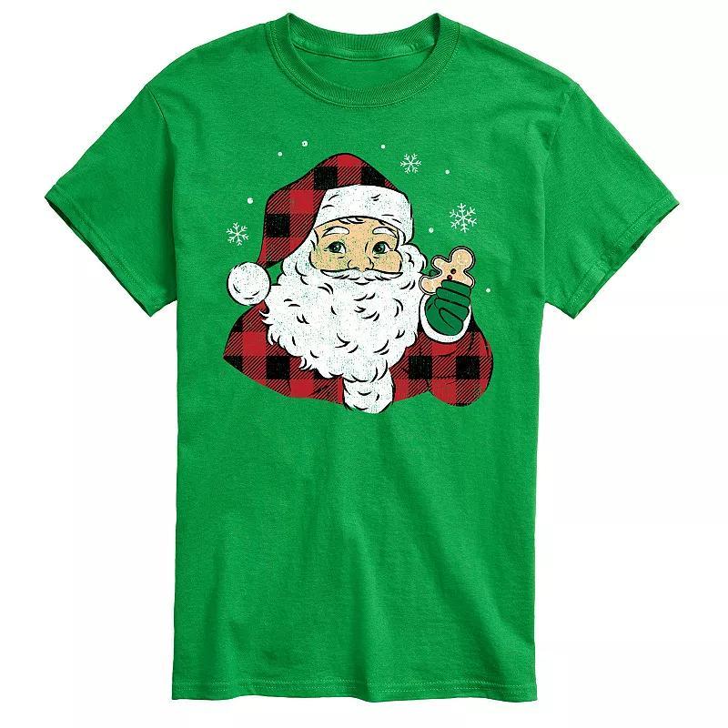 Men's Vintage Santa Plaid Cookie Graphic Tee, Size: XL, Black Product Image
