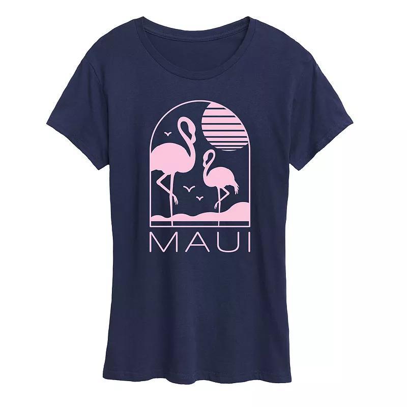 Womens Maui Flamingos Graphic Tee Heather Grey Product Image