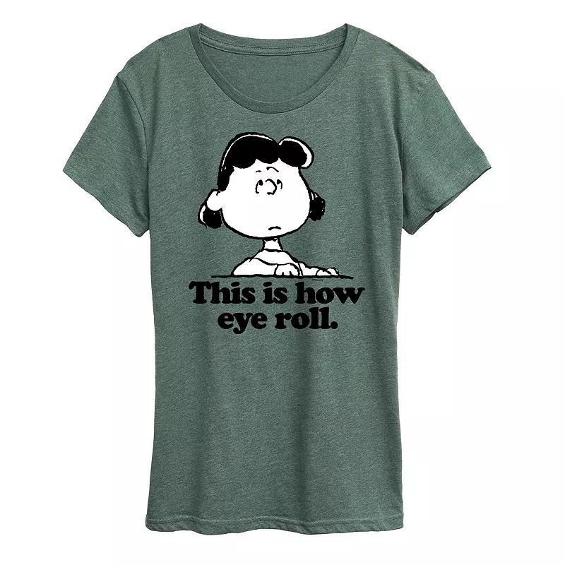 Womens Peanuts Lucy This Is How Eye Roll Graphic Tee Grey Gray Product Image