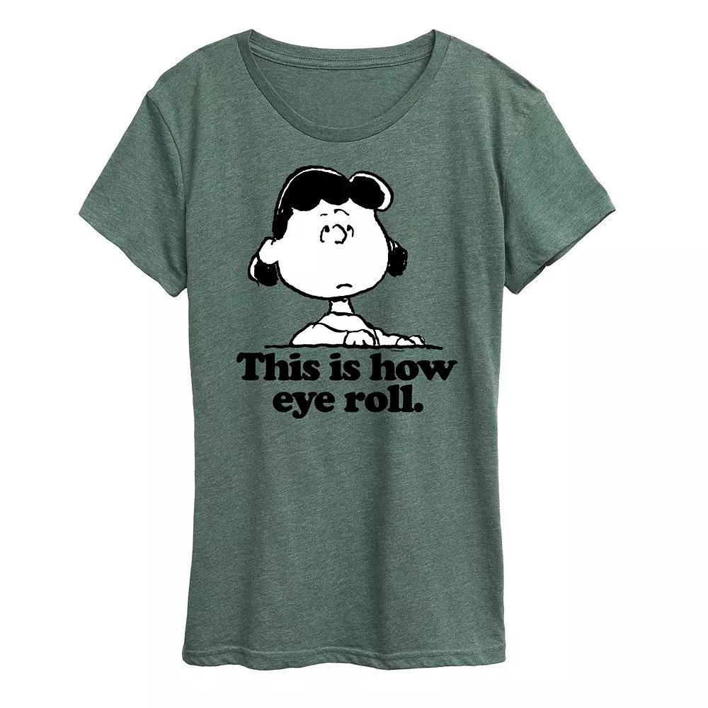 Womens Peanuts Lucy This Is How Eye Roll Graphic Tee Grey Gray Product Image