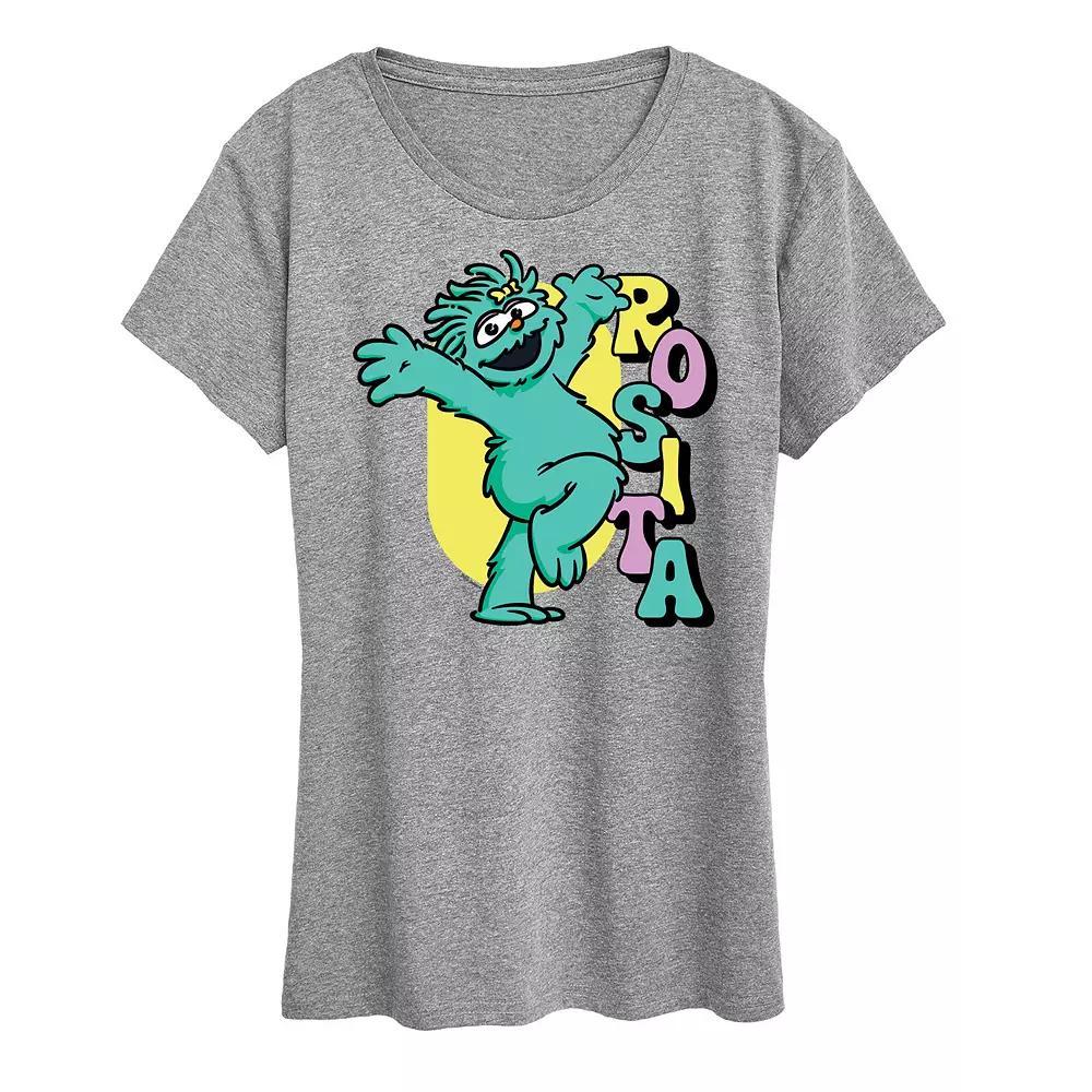 Womens Sesame Street Rosita Hands Up Graphic Tee Grey Gray Product Image