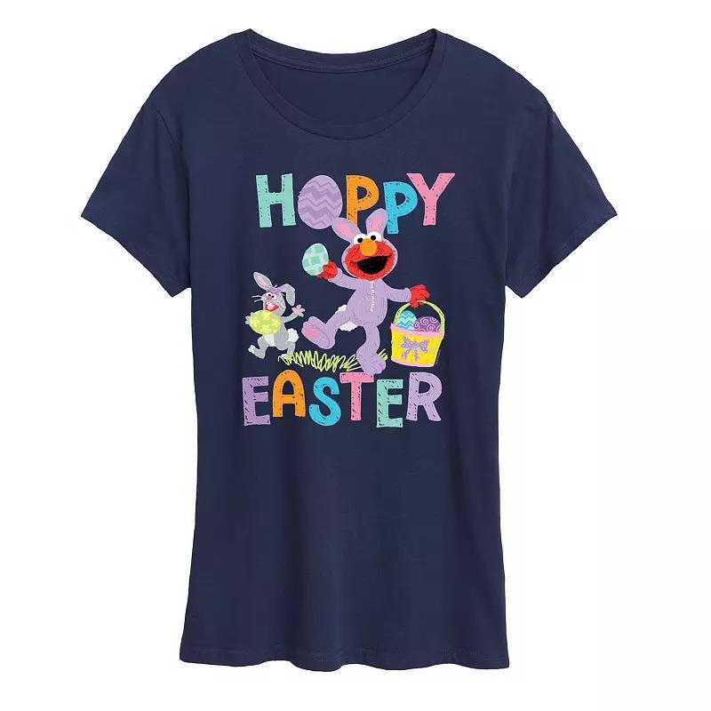 Women's Sesame Street Elmo Hoppy Easter Graphic Tee, Size: Large, Grey Blue Product Image