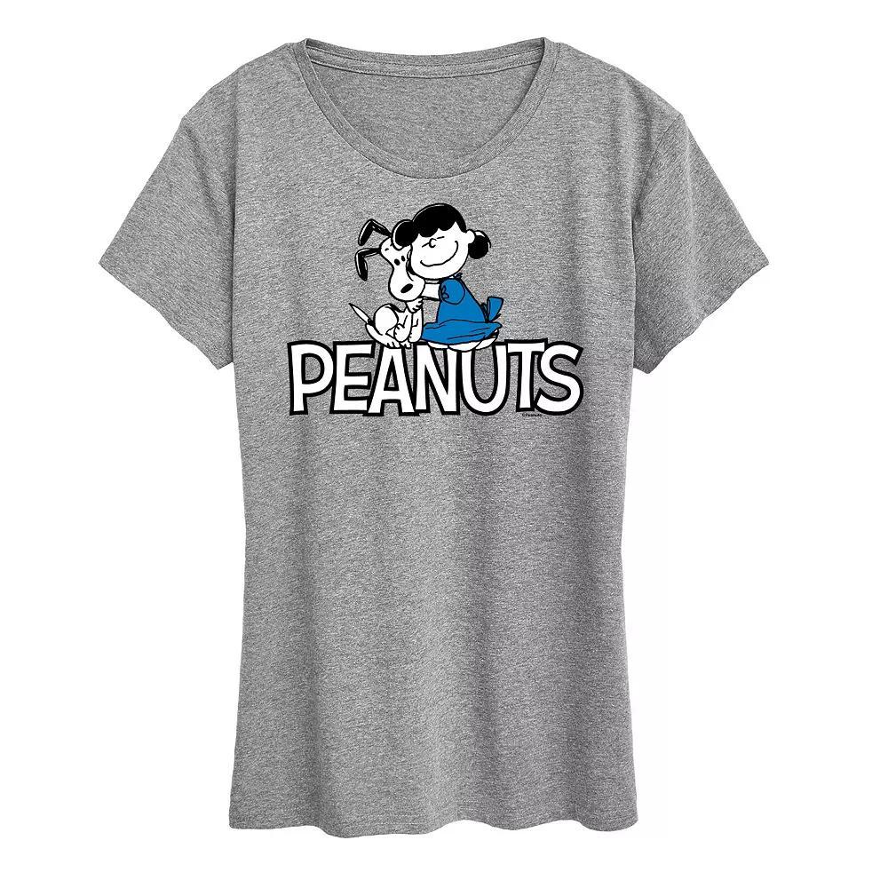 Womens Peanuts Snoopy And Lucy Logo Graphic Tee, Girls Grey Gray Product Image
