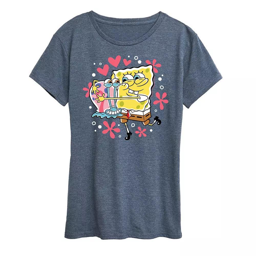 Womens Live Happy Daisies Graphic Tee Grey Blue Product Image