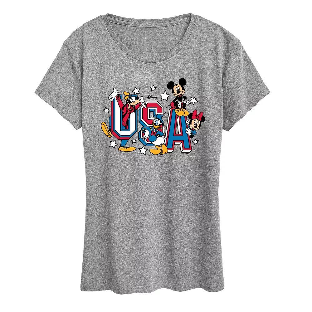 Disney's Mickey Mouse & Friends Women's USA Graphic Tee, Size: Medium, Grey Gray Product Image