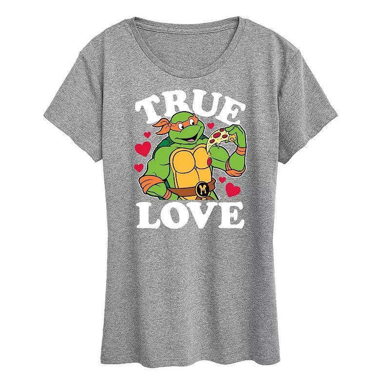 Womens Teenage Mutant Ninja Turtles True Love Graphic Tee Grey Royal Blue Product Image