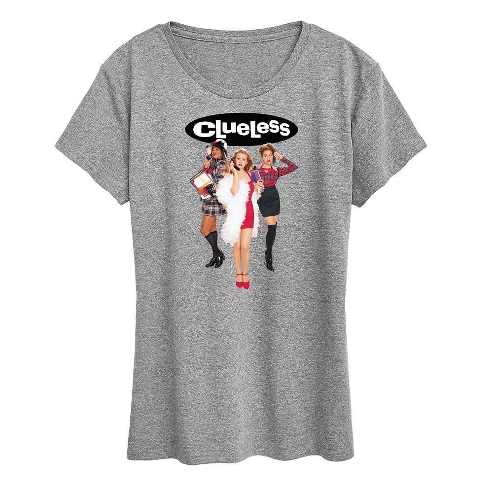 Womens Clueless Graphic Tee, Girls Grey Gray Product Image