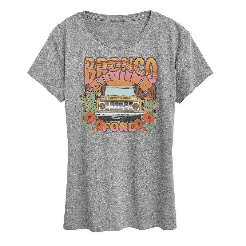 Womens Ford Bronco Rainbow Graphic Tee Grey Gray Product Image