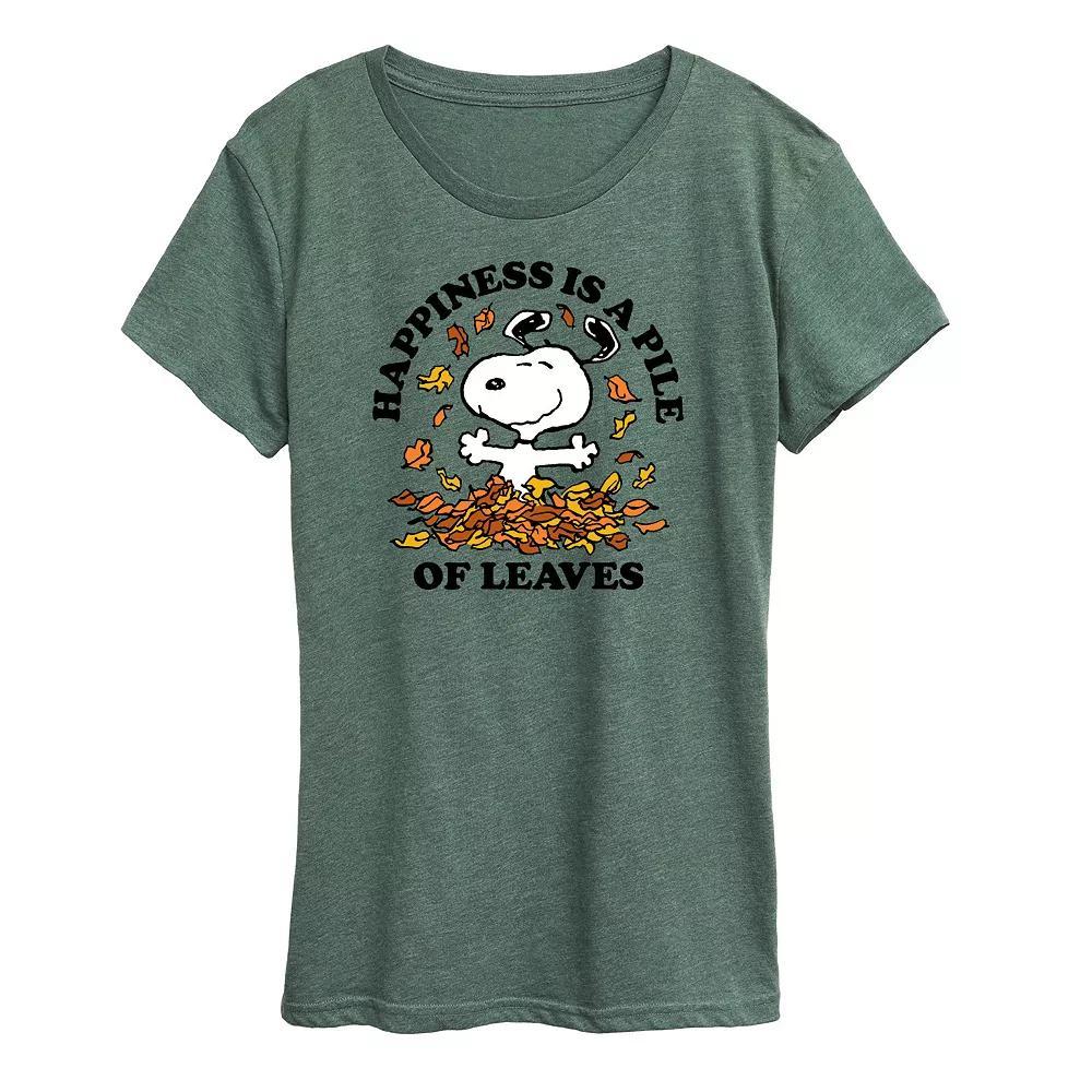 Women's Peanuts Snoopy Pile Of Leaves Graphic Tee, Girl's, Size: XL, White Product Image