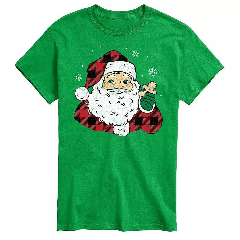 Men's Vintage Santa Plaid Cookie Graphic Tee, Size: XL, Black Product Image