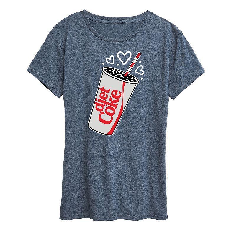Womens Diet Coke Heart Bubbles Graphic Tee Heather Grey Product Image