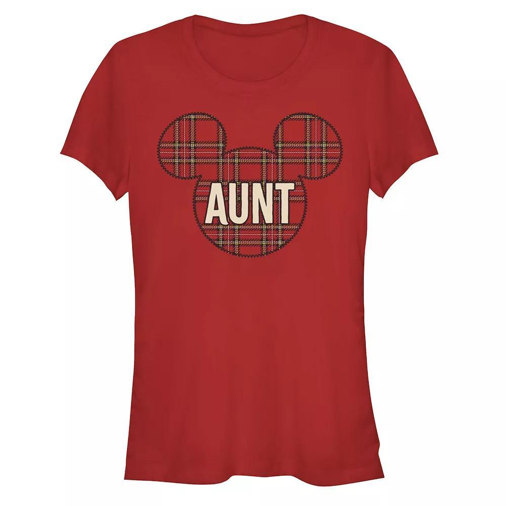 Disney's Mickey Mouse Juniors' Aunt Christmas Patch Graphic Tee, Women's, Size: XL, Red Product Image