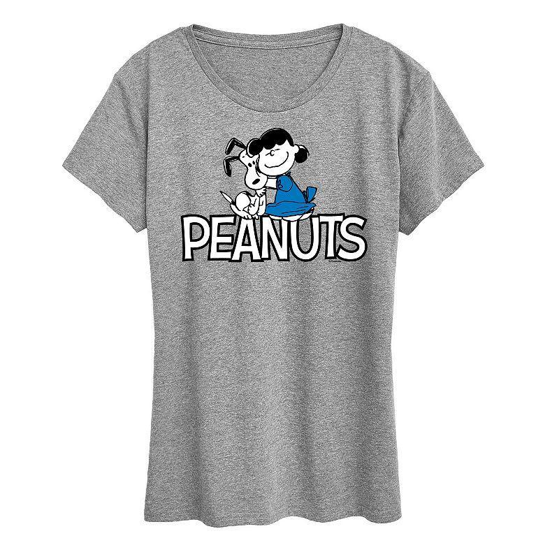 Womens Peanuts Snoopy And Lucy Logo Graphic Tee, Girls Grey Gray Product Image