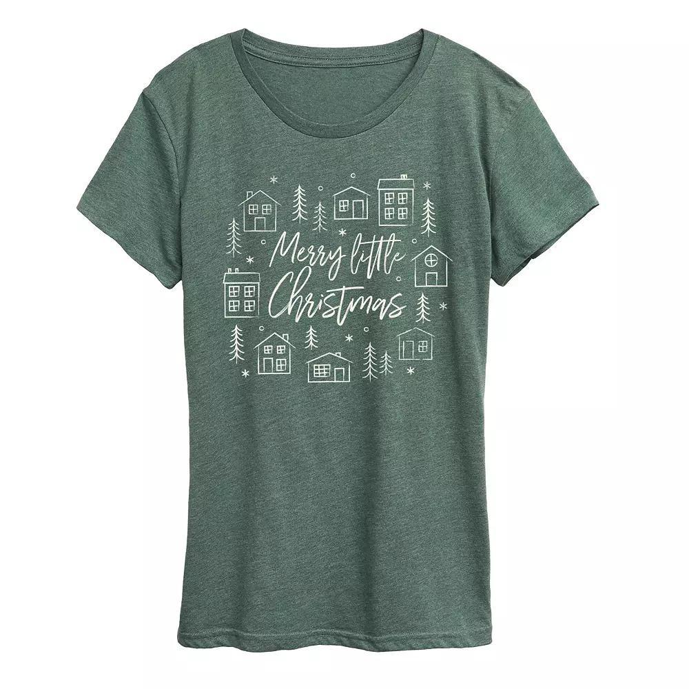 Women's Merry Little Christmas Graphic Tee, Size: Medium, Grey Green Product Image