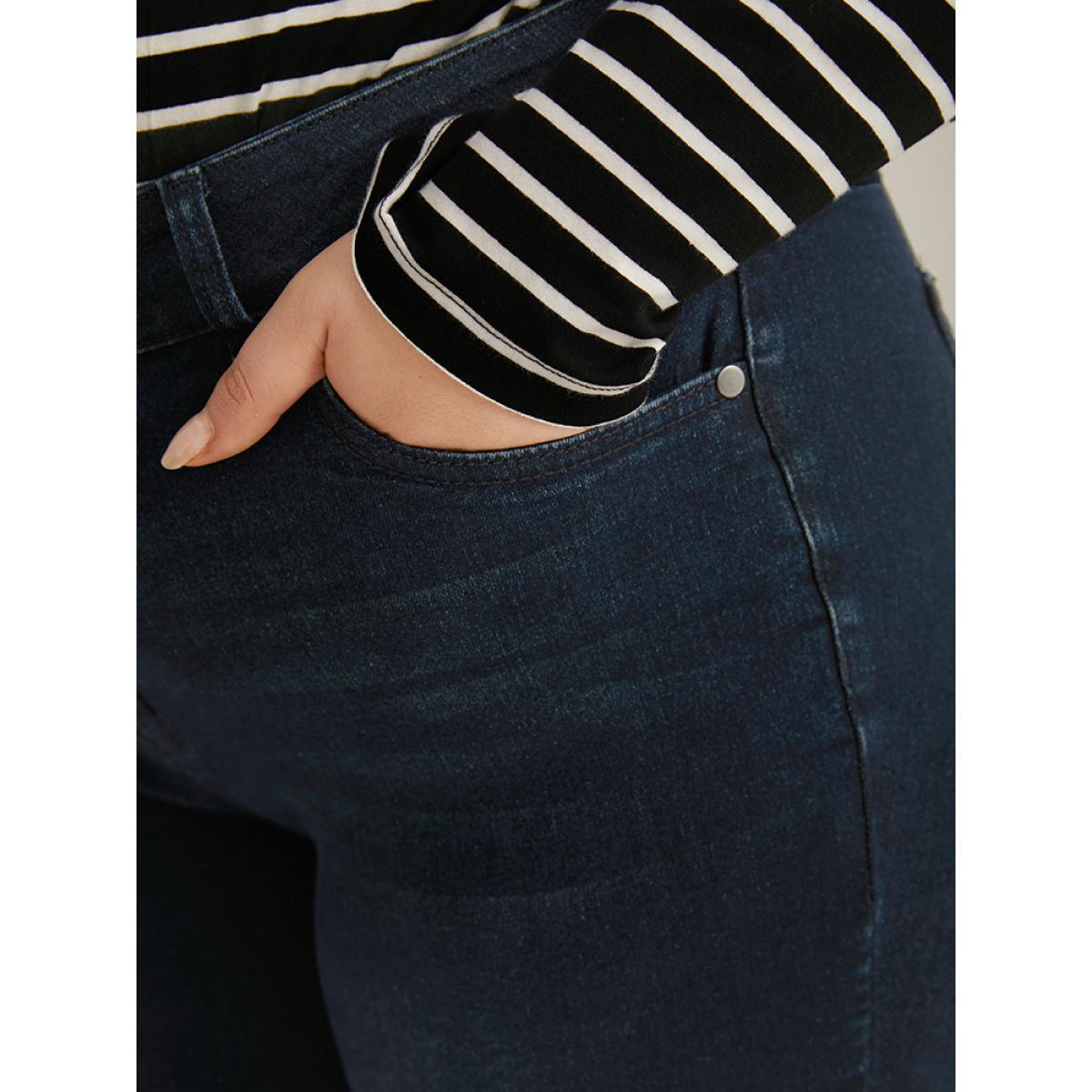 Plus Size Mom Jeans High Rise Skinny Jeans Women Indigo Casual Plain Plain High stretch Pocket Jeans BloomChic 18/2X Product Image