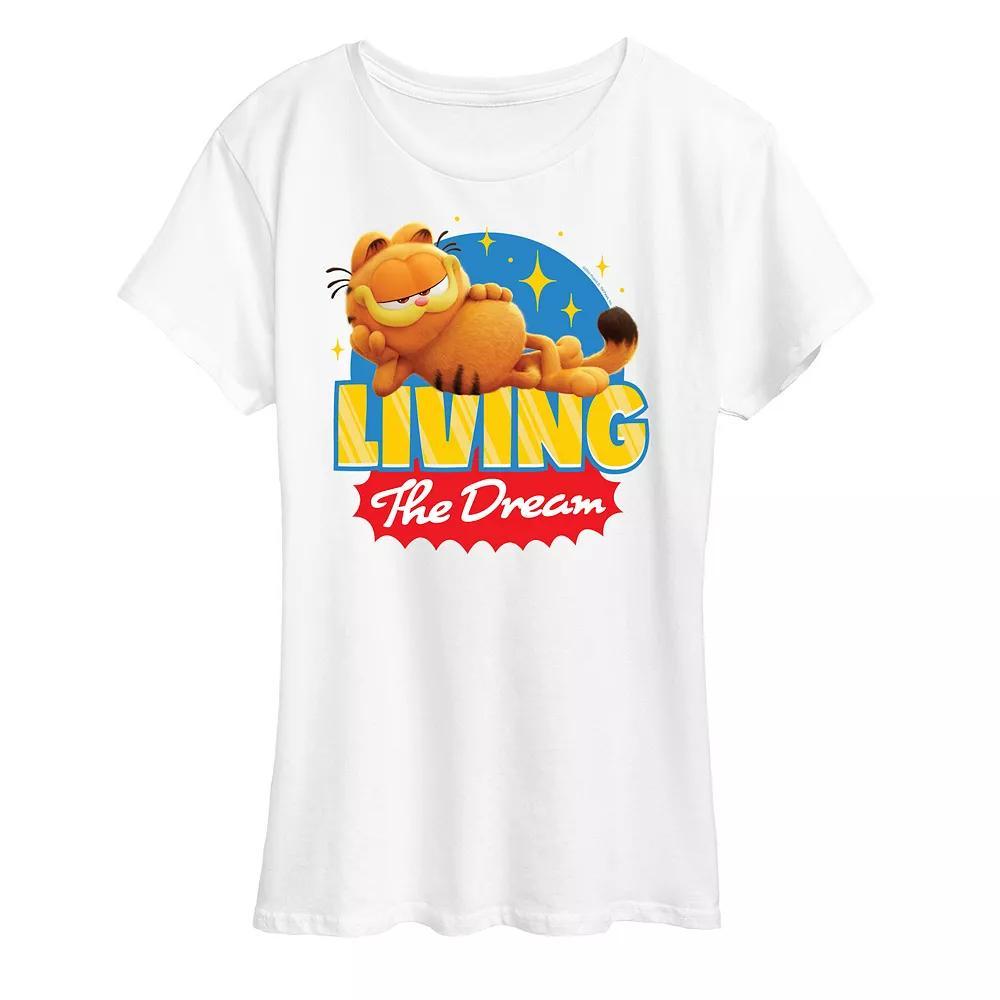 Womens The Garfield Movie Living The Dream Graphic Tee Grey Gray Product Image