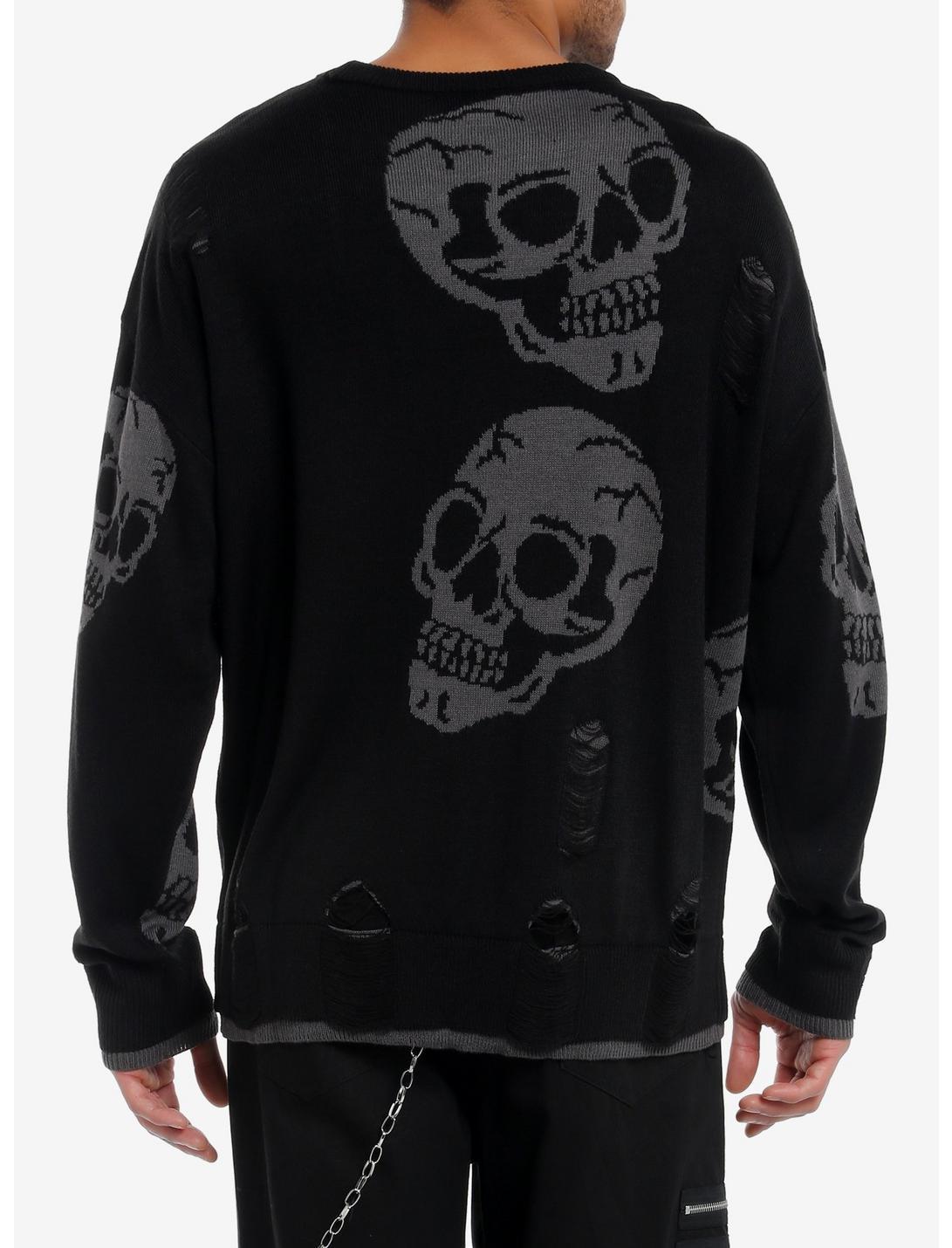 Skulls Distressed Intarsia Sweater Product Image