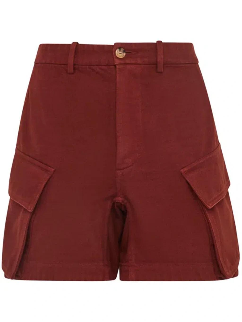 JW ANDERSON Cargo Twill Shorts In Rust Product Image