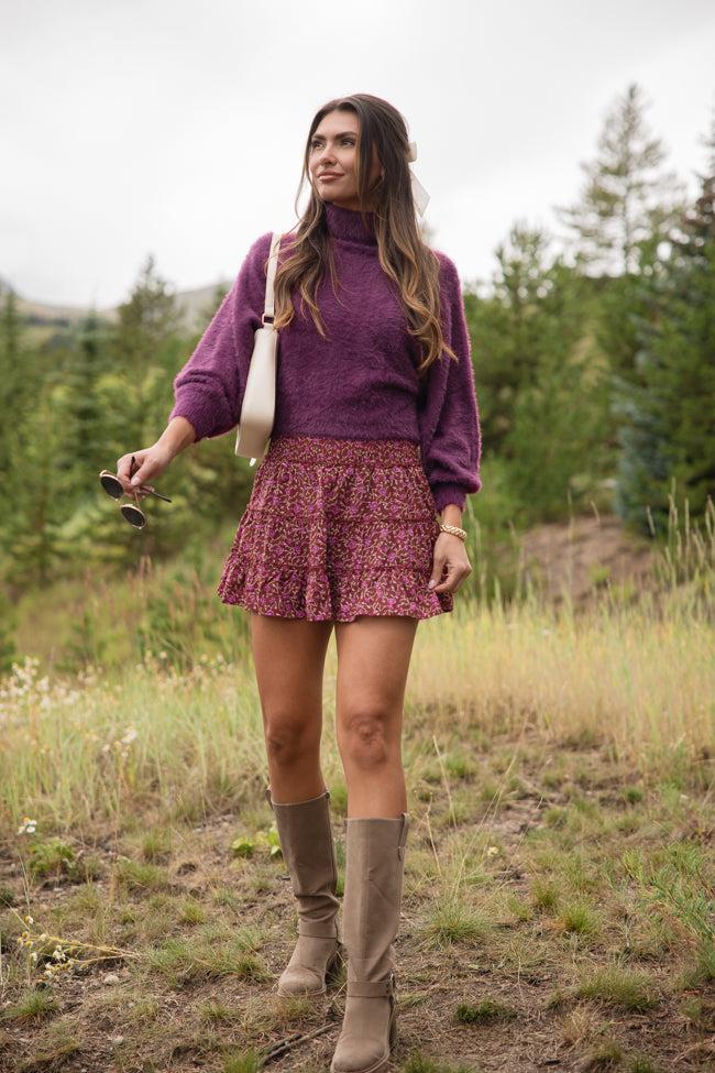 Through The Garden Berry Floral Mini Skort FINAL SALE Product Image