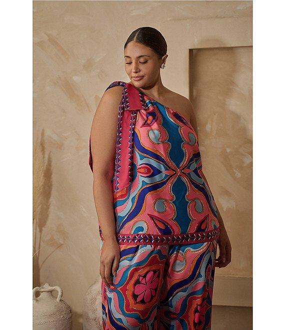 Sugarlips Plus Abstract/Geometric/Tropical Printed One-Shoulder Coordinating Top Product Image