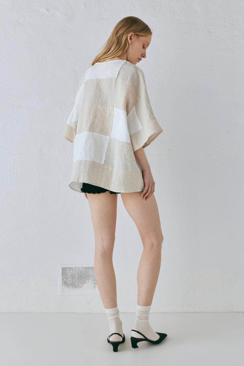Naomi Linen Smock Top Natural Product Image