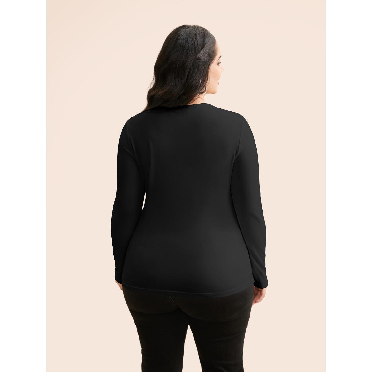 Plus Size Supersoft Essentials Solid Square Neck T-shirt Black Women Casual Non Square Neck Skinny Everyday T-shirts BloomChic 26/4X Product Image