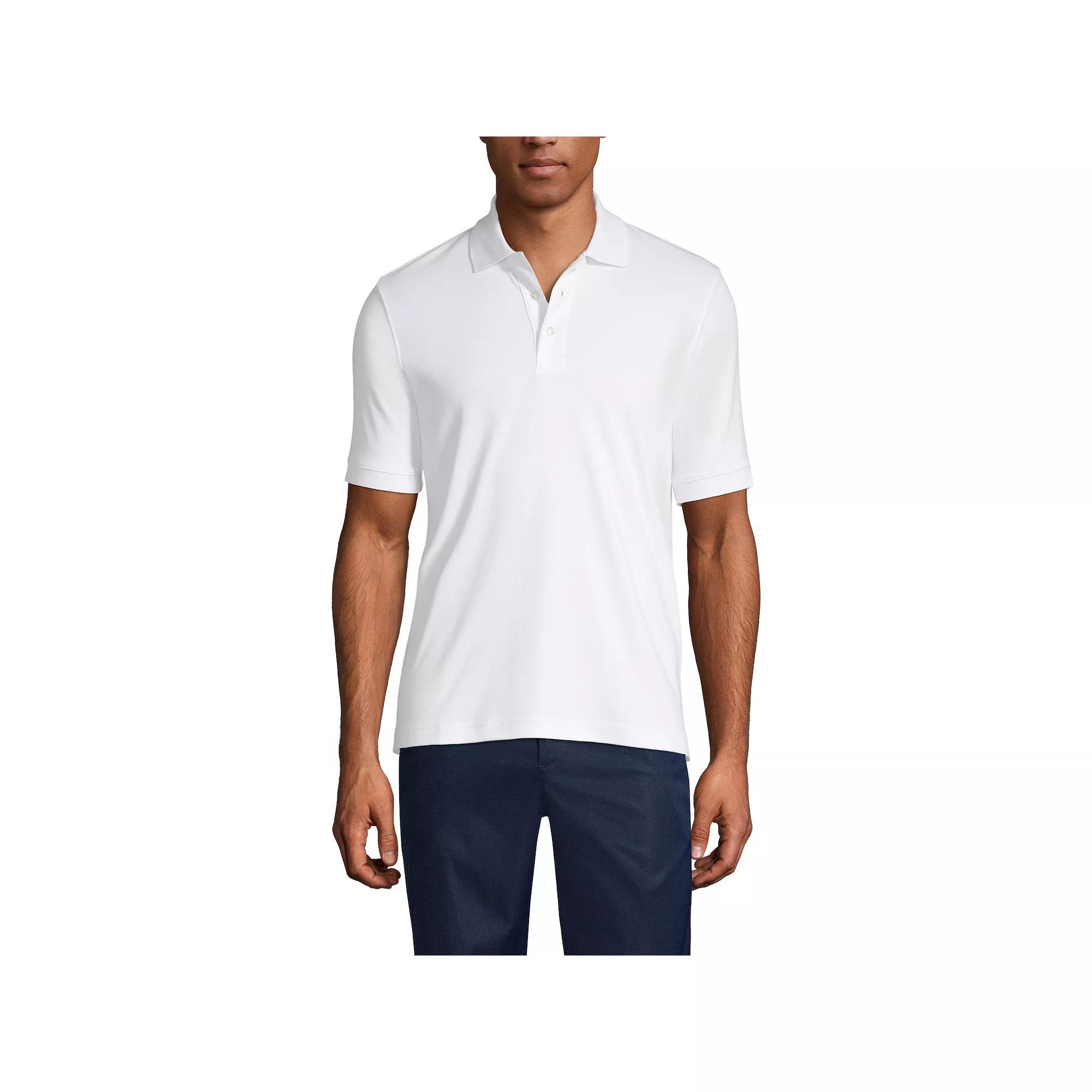Men's Lands' End Short Sleeve Interlock Polo Shirt, Size: Small, White Product Image