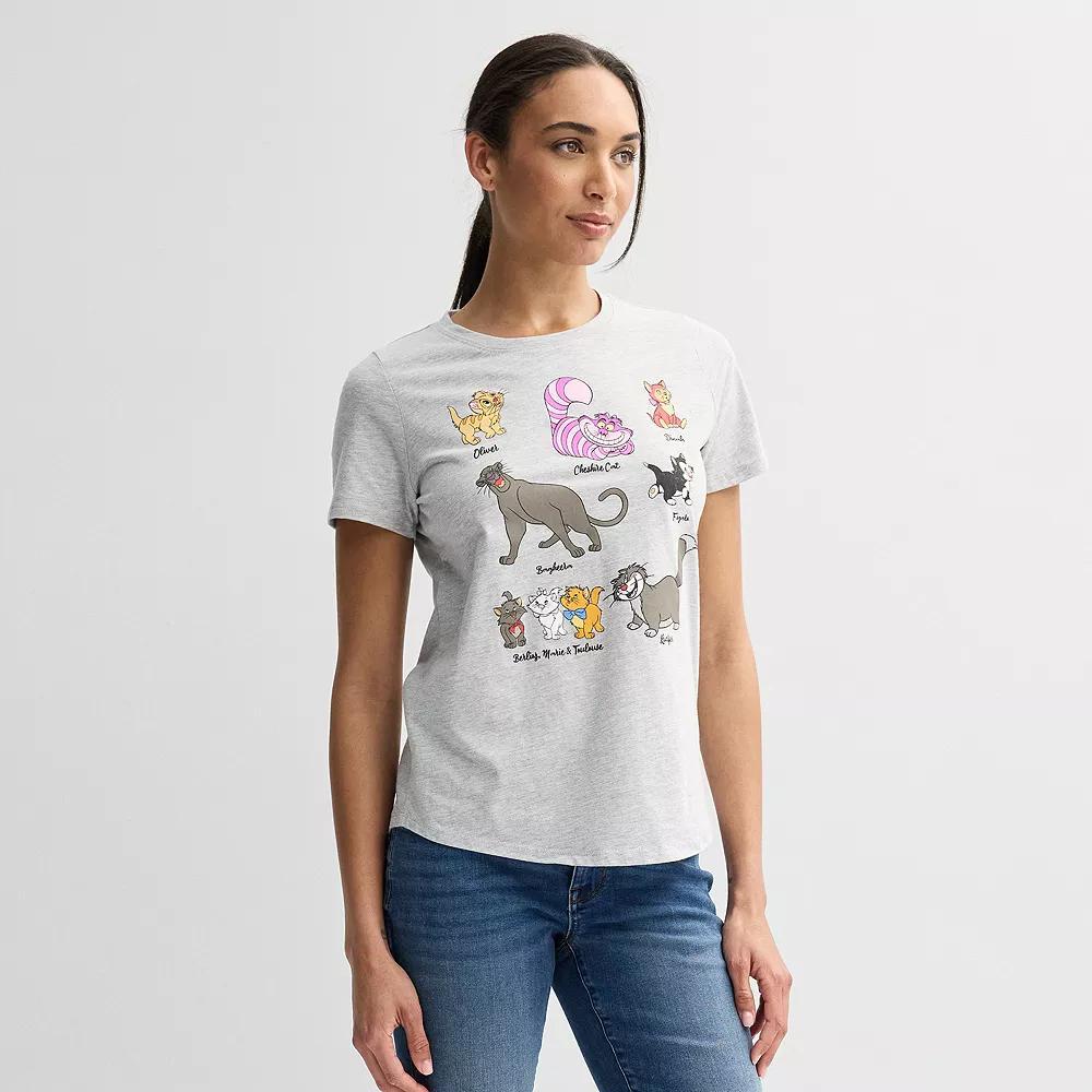 Disney's The Aristocats Women's Short Sleeve Graphic Tee, Size: XXL, Grey Product Image