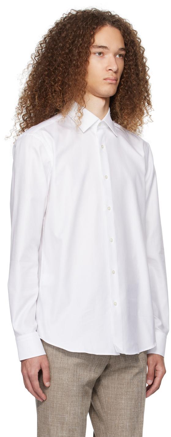HUGO BOSS White Spread Collar Shirt In White 100 Product Image