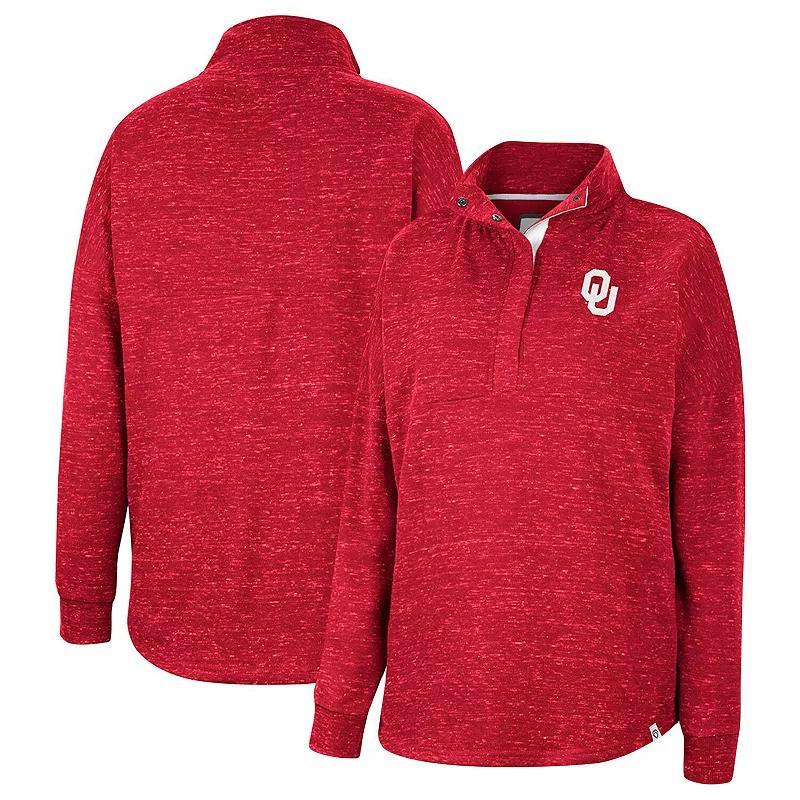 Womens Colosseum Crimson Oklahoma Sooners Natalie Speckled Quarter-Snap Top Product Image
