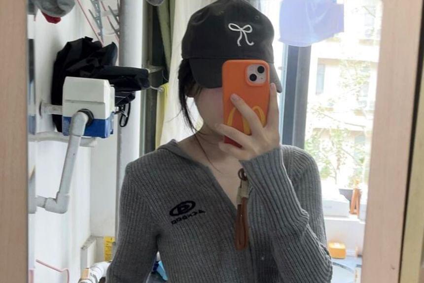Lettering Zip-Up Crop Cardigan Product Image